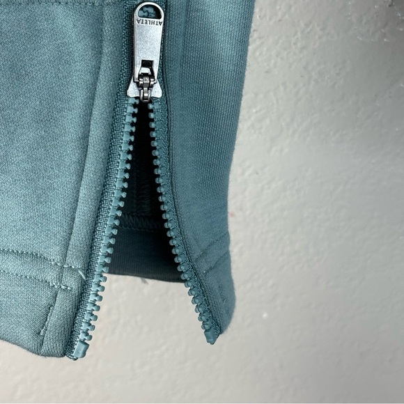 Athleta Small Tiffany Blue Work Out Moto Ribbed Jacket Zipper Front Zip Pockets - Picture 7 of 16